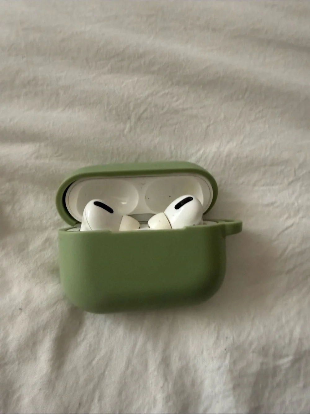 Airpods Pro 1 w/ Sage Green Silicone Case